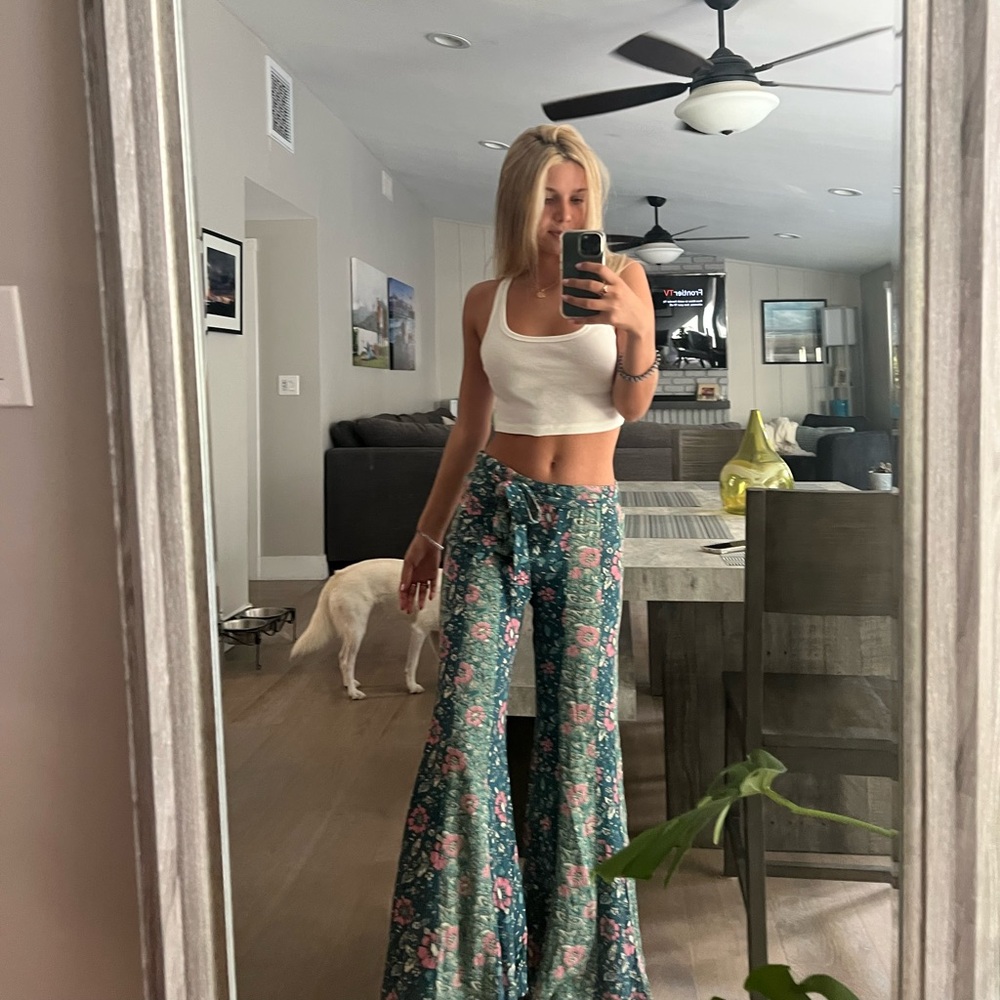 FREE PEOPLE Floral Wide-Leg Pants